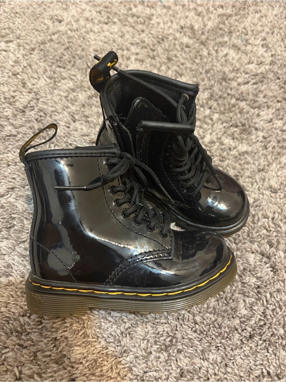 Dr. Martens 1460 T Toddler Boots US 7 Black Patent Leather Combat Zip Punk
